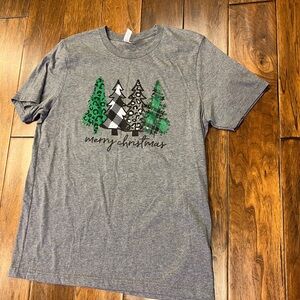 Bella Canvas Gray T-Shirt with Christmas trees